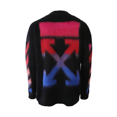 OFF-WHITE FW19 Black Mohair Sweater with Back Arrows Design OMHA036E19B020241088