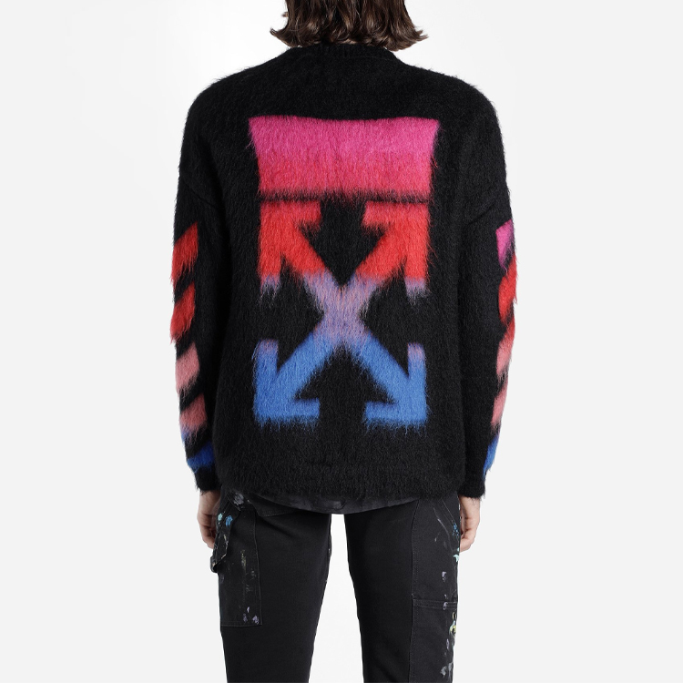 Purchase OFF-WHITE FW19 Sweater Hitam Mohair dengan Rekaan Anak Panah Belakang. OMHA036E19B020241088