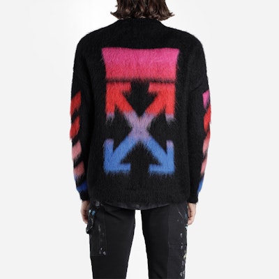 OFF-WHITE FW19 Sweater Hitam Mohair dengan Rekaan Anak Panah Belakang. OMHA036E19B020241088 Purchase OFF-WHITE FW19 Sweater Hitam Mohair dengan Rekaan Anak Panah Belakang. OMHA036E19B020241088