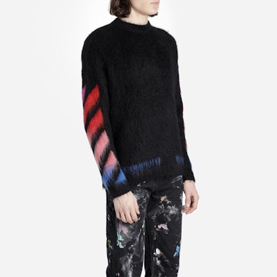 OFF-WHITE FW19 Sweater Hitam Mohair dengan Rekaan Anak Panah Belakang. OMHA036E19B020241088 Details for OFF-WHITE FW19 Sweater Hitam Mohair dengan Rekaan Anak Panah Belakang. OMHA036E19B020241088