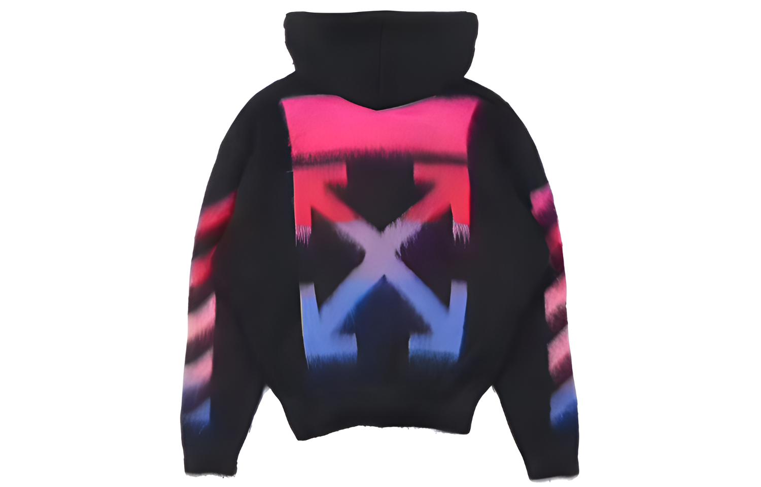 OFF-WHITE FW19 Black Nylon Blend Hooded Zip Knit Jacket OMHA073E19B020241088