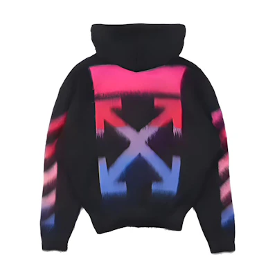 OFF-WHITE FW19 Black Nylon Blend Hooded Zip Knit Jacket OMHA073E19B020241088