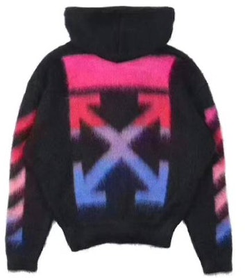 オフホワイト FW19 ブラック ナイロン混フード付きジップニットジャケット OMHA073E19B020241088 Order オフホワイト FW19 ブラック ナイロン混フード付きジップニットジャケット OMHA073E19B020241088