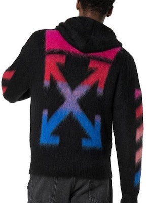 オフホワイト FW19 ブラック ナイロン混フード付きジップニットジャケット OMHA073E19B020241088 Purchase オフホワイト FW19 ブラック ナイロン混フード付きジップニットジャケット OMHA073E19B020241088