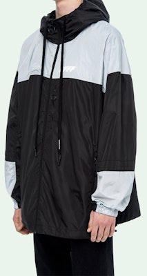 オフホワイト FW19 ブラックホワイト カラーブロック ロゴ ウィンドブレーカー ジャケット OMEA169E19E060031091 Purchase オフホワイト FW19 ブラックホワイト カラーブロック ロゴ ウィンドブレーカー ジャケット OMEA169E19E060031091