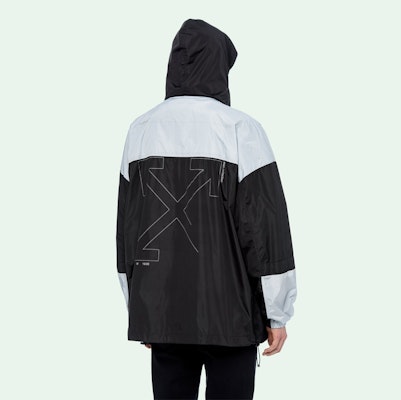 オフホワイト FW19 ブラックホワイト カラーブロック ロゴ ウィンドブレーカー ジャケット OMEA169E19E060031091 Details for オフホワイト FW19 ブラックホワイト カラーブロック ロゴ ウィンドブレーカー ジャケット OMEA169E19E060031091