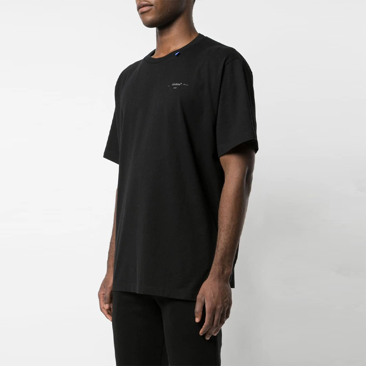 Shop OFF-WHITE FW19 骨頭設計寬鬆版黑色男款T恤 OMAA038E191850011091