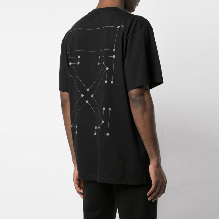 Purchase OFF-WHITE FW19 骨頭設計寬鬆版黑色男款T恤 OMAA038E191850011091