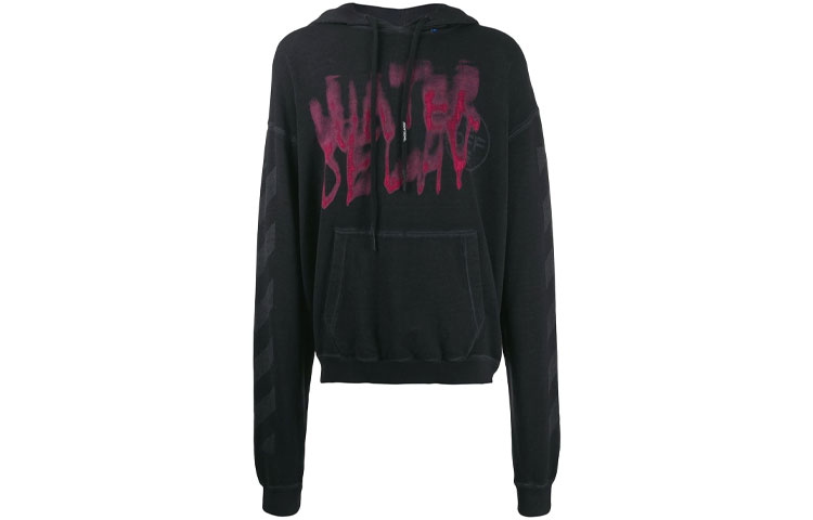 Order OFF-WHITE FW19 Virgil Abloh 黑色印花背面休閒衛衣 OMBB037E19E300310988