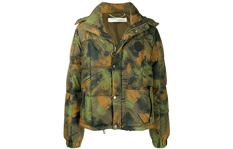 OFF-WHITE FW19 Camo Graffiti Down Puffer Jacket Camo Green - Winter OMED015E19C020189901