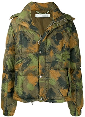 オフホワイト FW19 カモ グラフィティ ダウンジャケット カモグリーン 冬用 OMED015E19C020189901 Order オフホワイト FW19 カモ グラフィティ ダウンジャケット カモグリーン 冬用 OMED015E19C020189901
