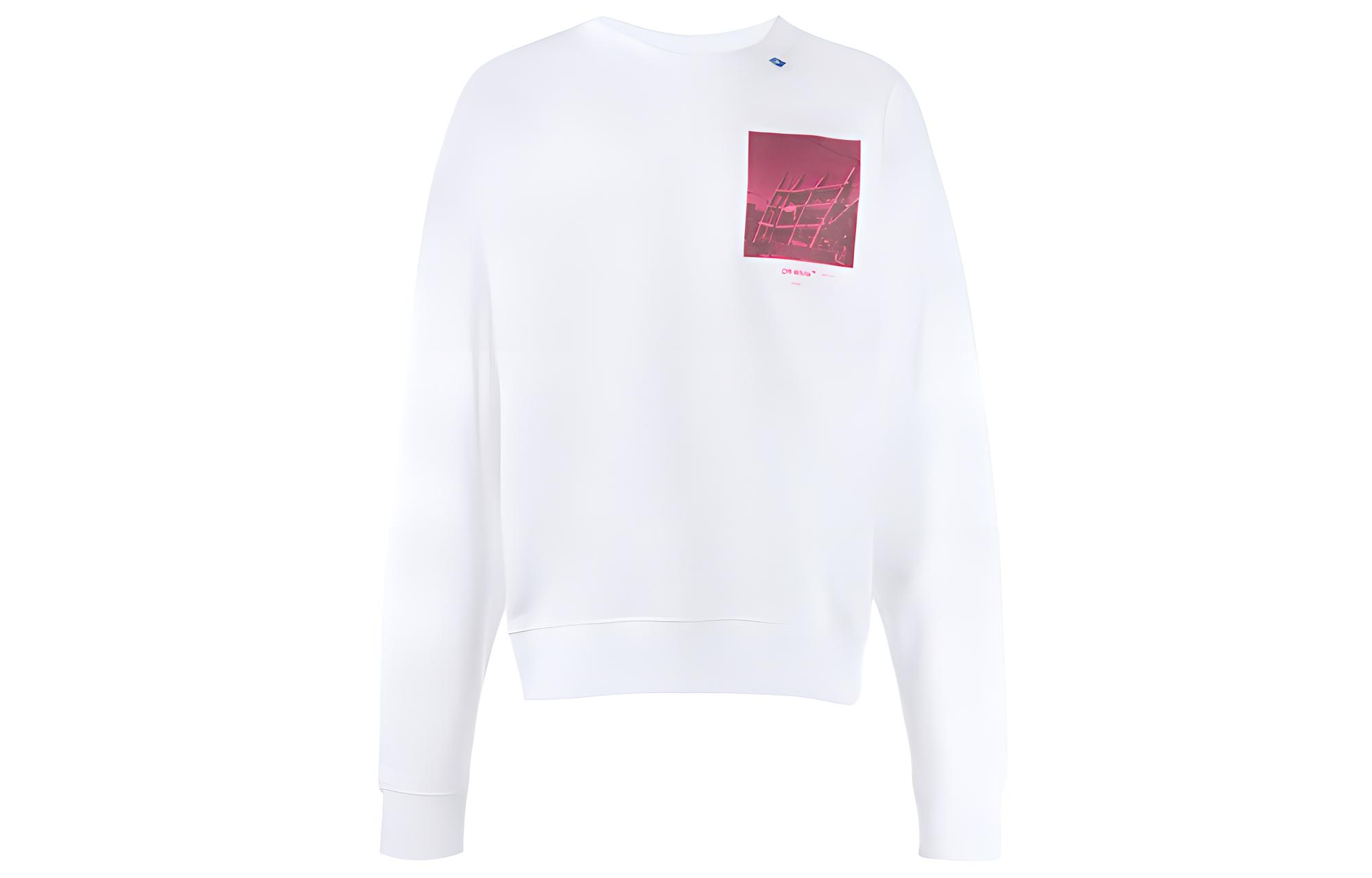 Off-White FW19 Diag Unfinished Loose Fit Cotton Sweatshirt White Mens OMBA035E19E300090128