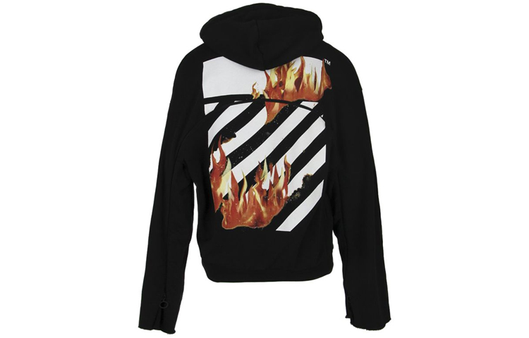 OFF-WHITE FW19 Flame Print Black Hoodie OMBB025S181920781088