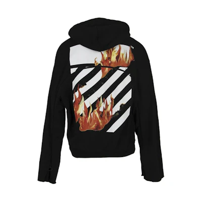 OFF-WHITE FW19 Flame Print Black Hoodie OMBB025S181920781088