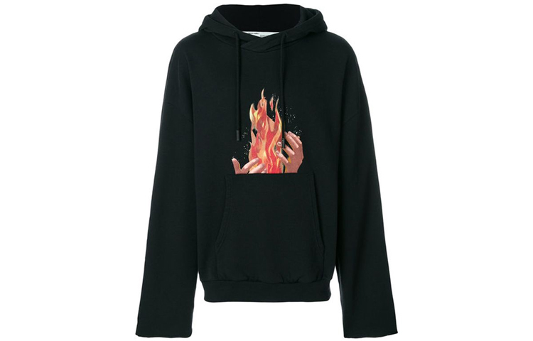 OFF-WHITE FW19 Flame Print Black Hoodie OMBB025S181920781088 圖 3
