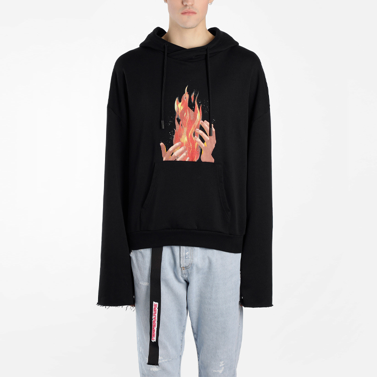 OFF-WHITE FW19 Flame Print Black Hoodie OMBB025S181920781088 圖 4