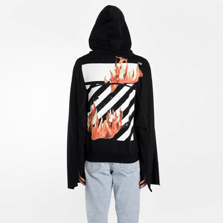 OFF-WHITE FW19 Flame Print Black Hoodie OMBB025S181920781088 圖 5