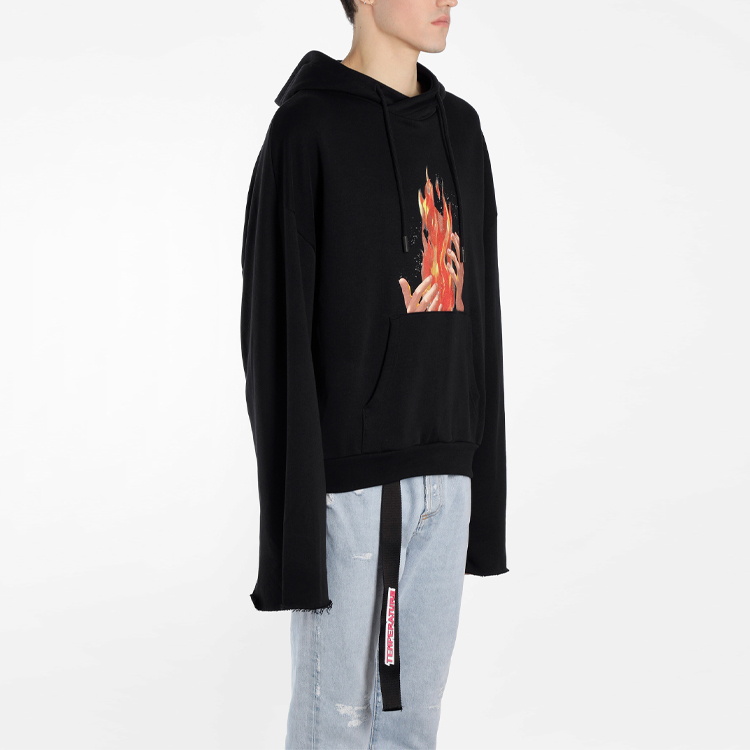 OFF-WHITE FW19 Flame Print Black Hoodie OMBB025S181920781088 圖 7