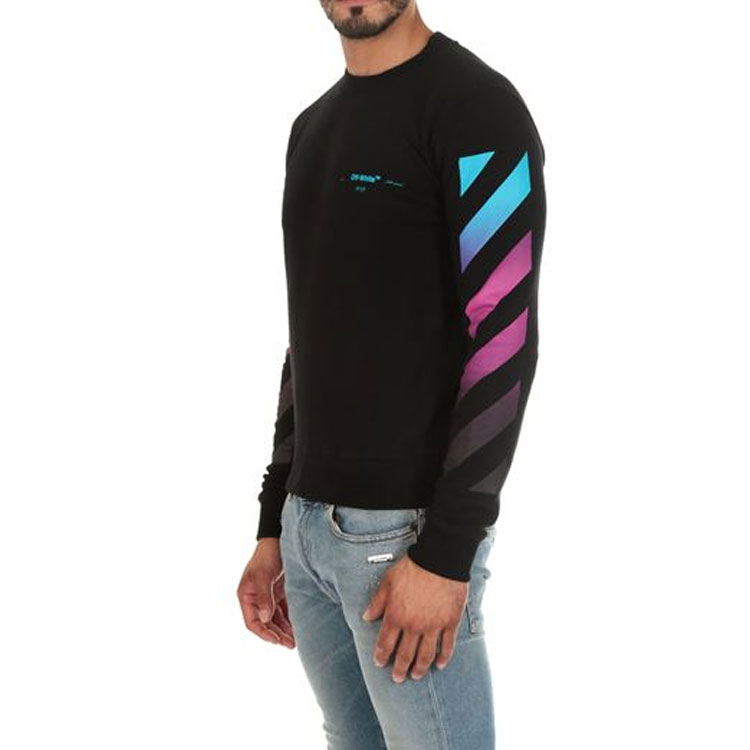 Shop OFF-WHITE FW19 漸層彩虹箭頭刺繡男款圓領衛衣 OMBA025F181920051088