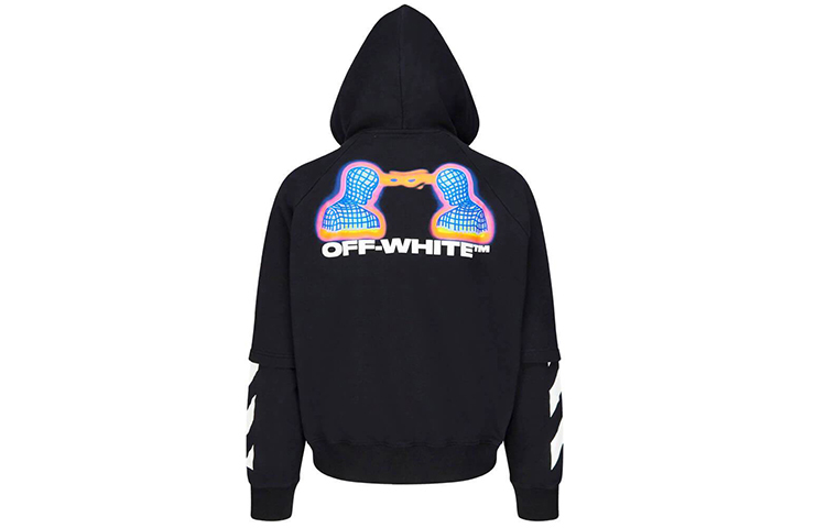 OFF-WHITE FW19 Graphic Print Hoodie Black OMBB051E19E300061088 圖 2