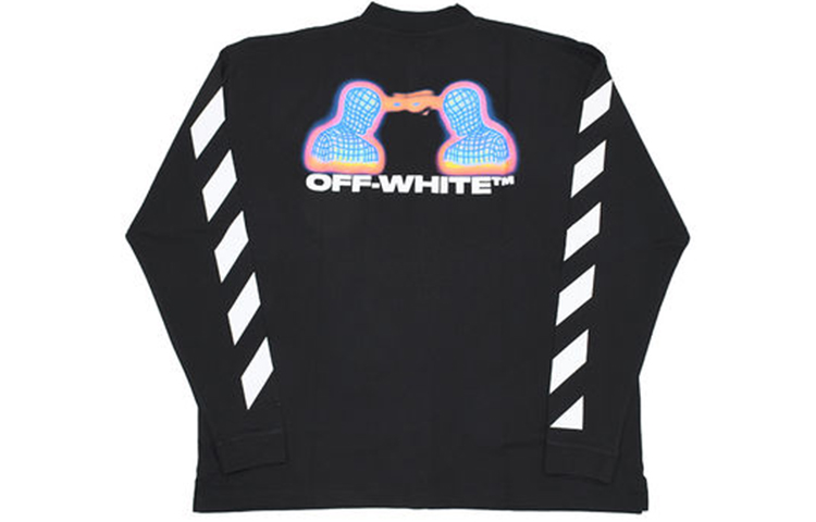 Order OFF-WHITE FW19 黑色图案印花长袖T恤 OMAB032E191850061088
