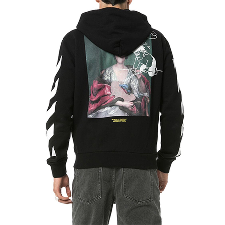 OFF-WHITE FW19 Graphic Print Zip Hoodie Jacket Black for Men OMBE001E19E300051088 圖 5