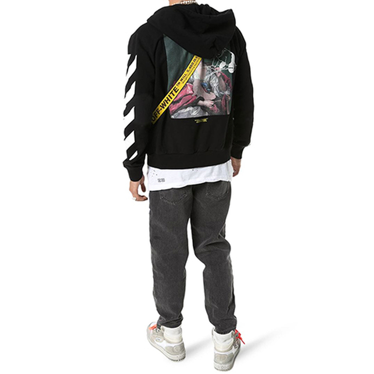 OFF-WHITE FW19 Graphic Print Zip Hoodie Jacket Black for Men OMBE001E19E300051088 圖 6