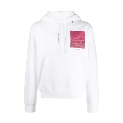 OFF-WHITE FW19 Hooded Sweatshirt with Arrow Graphic White OMBB034E19E300090128