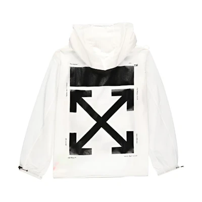 OFF-WHITE FW19 Hooded Windbreaker Jacket with Back Print OMEA187E19E110240110