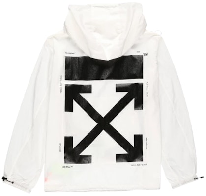 オフホワイト FW19 バックプリント付きフーデッドウインドブレーカージャケット OMEA187E19E110240110 Order オフホワイト FW19 バックプリント付きフーデッドウインドブレーカージャケット OMEA187E19E110240110