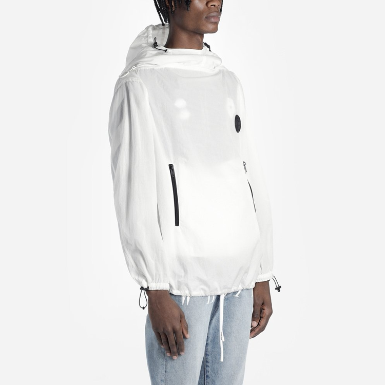 Details for オフホワイト FW19 バックプリント付きフーデッドウインドブレーカージャケット OMEA187E19E110240110