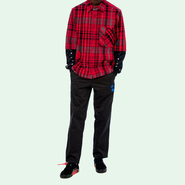 Details for OFF-WHITE FW19 格紋半箭標印花襯衫 OMGA083E19E230102010