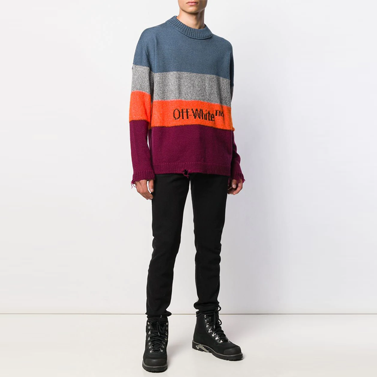 Details for OFF-WHITE FW19 Logo Crewneck Wool Sweater Pelbagai Warna OMHE016F19E370281910