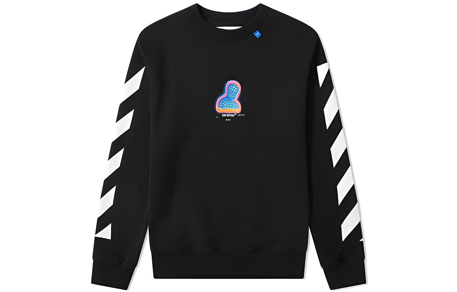 OFF-WHITE FW19 Multicolor Heat Print Pullover Sweatshirt Black OMBA025E19E300061088