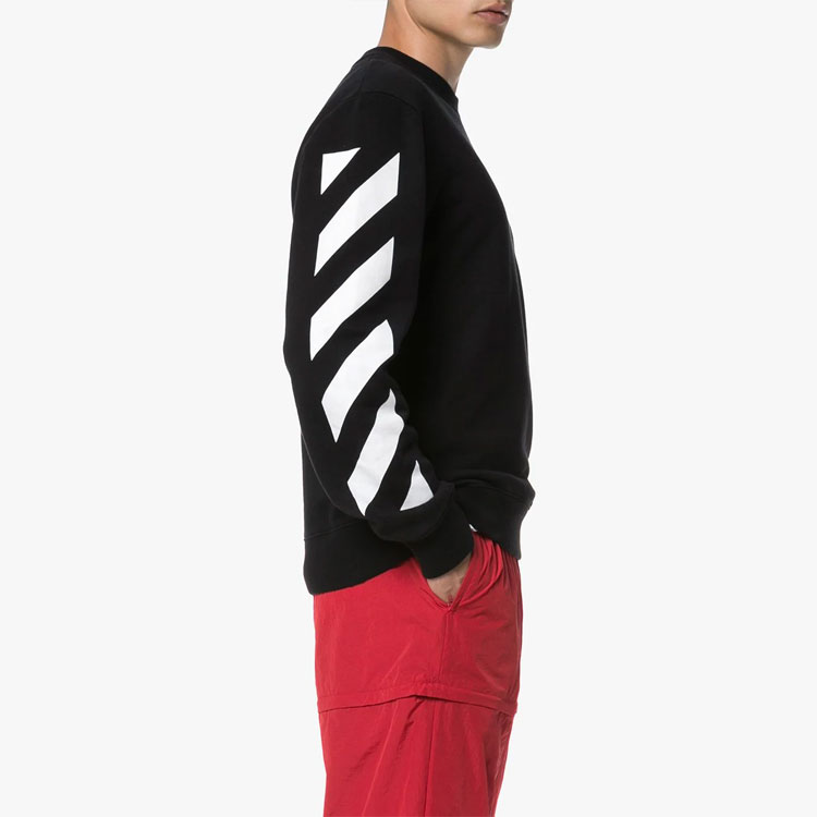 Shop OFF-WHITE FW19 Sudadera Negra Multicolor con Estampado Heat Print OMBA025E19E300061088