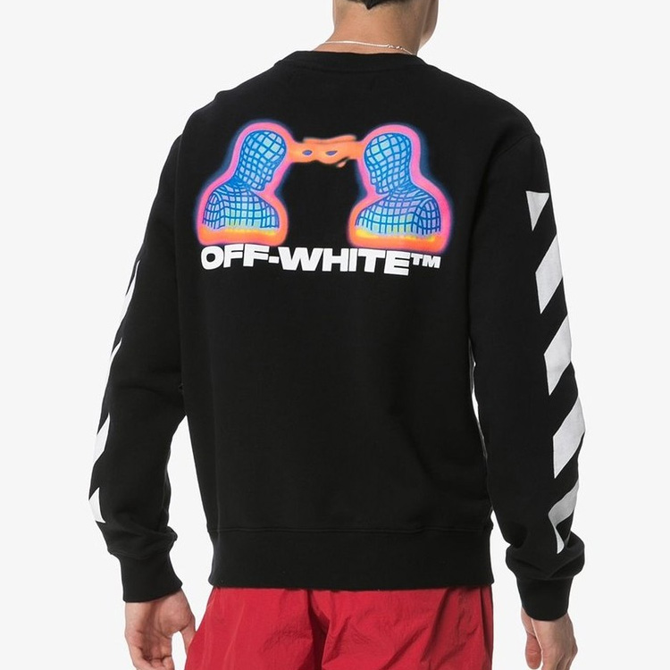 Purchase OFF-WHITE FW19 Sudadera Negra Multicolor con Estampado Heat Print OMBA025E19E300061088