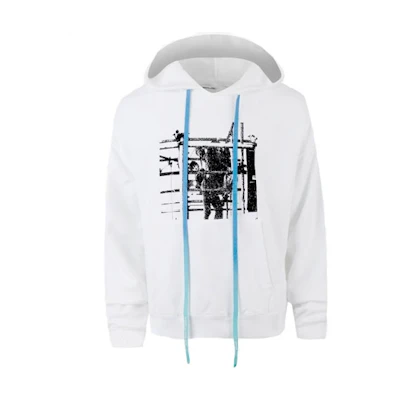 OFF-WHITE FW19 Printed Logo Hoodie White Arrow Sweatshirt OMBB037F19E300070110