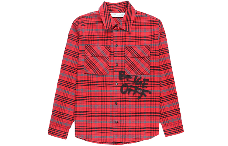 Order OFF-WHITE 2019秋冬红色格纹印花宽松衬衫 OMGA091F19F330062010
