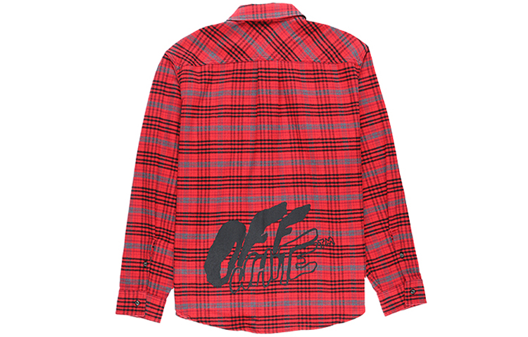Lookbook OFF-WHITE 2019秋冬红色格纹印花宽松衬衫 OMGA091F19F330062010