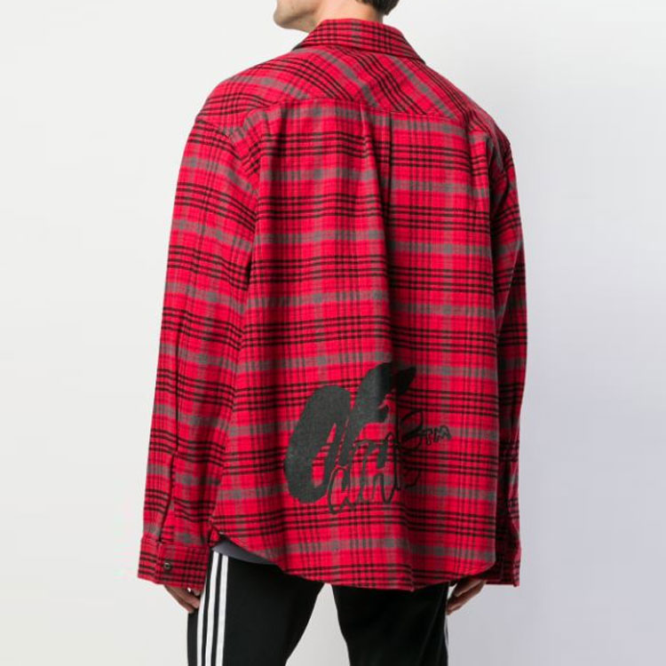 Details for OFF-WHITE 2019秋冬红色格纹印花宽松衬衫 OMGA091F19F330062010