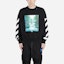 Shop OFF-WHITE FW19 減速帶印花寬鬆版黑色衛衣 OMBA035E19E300151088
