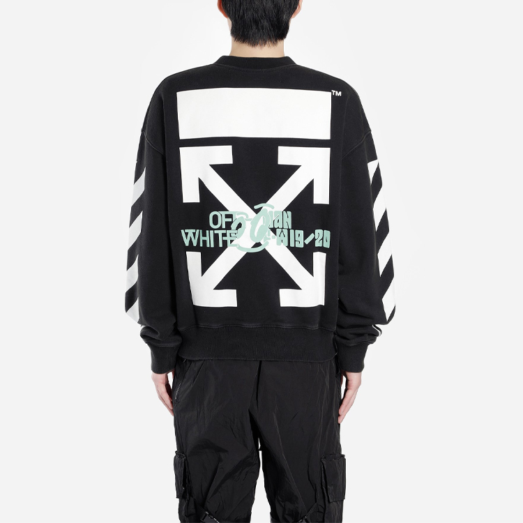 Purchase OFF-WHITE FW19 減速帶印花寬鬆版黑色衛衣 OMBA035E19E300151088
