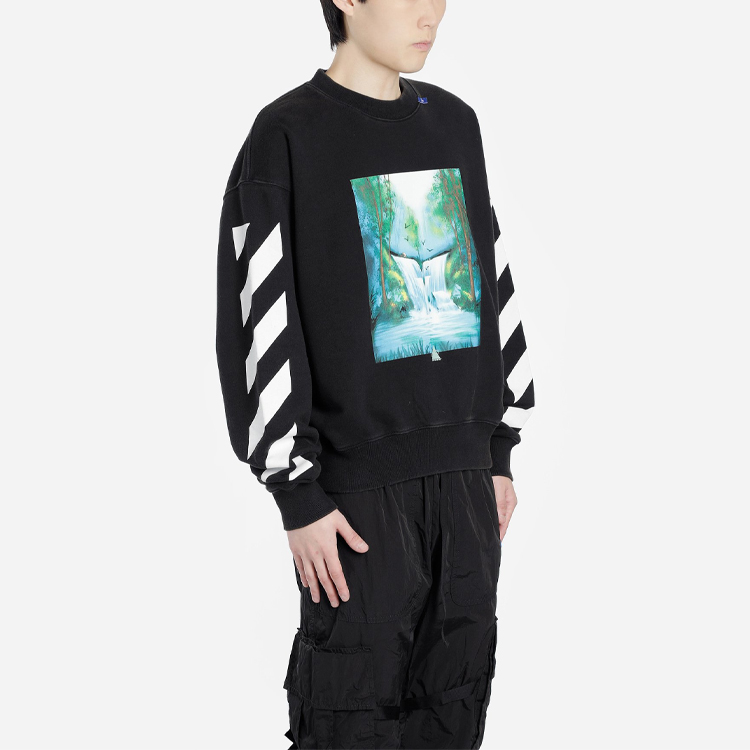 Details for OFF-WHITE FW19 減速帶印花寬鬆版黑色衛衣 OMBA035E19E300151088