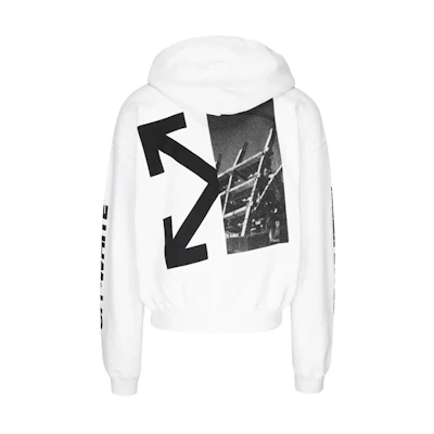 OFF-WHITE FW19 Split Arrows Oversized Hoodie White Graffiti Style OMBB037E19D250100110