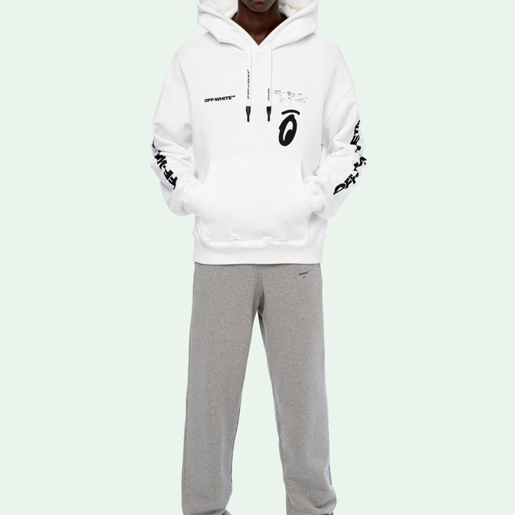OFF-WHITE FW19 Split Arrows Oversized Hoodie White Graffiti Style OMBB037E19D250100110 圖 5