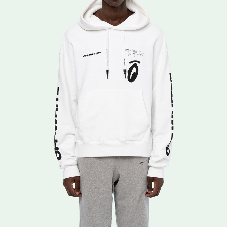 OFF-WHITE FW19 Split Arrows Oversized Hoodie White Graffiti Style OMBB037E19D250100110 圖 6