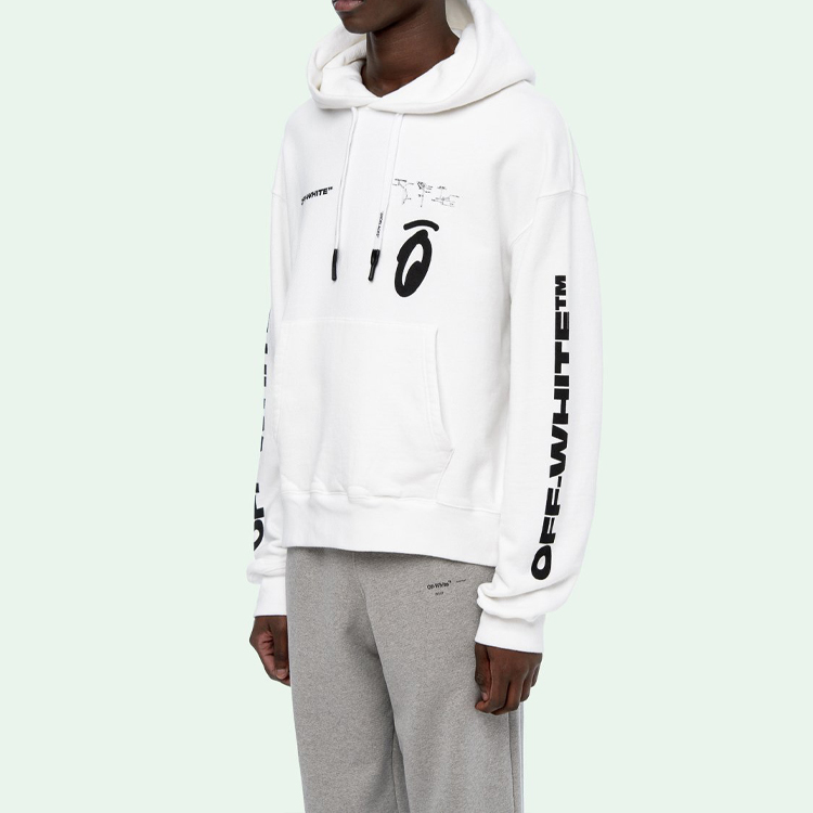 OFF-WHITE FW19 Split Arrows Oversized Hoodie White Graffiti Style OMBB037E19D250100110 圖 8