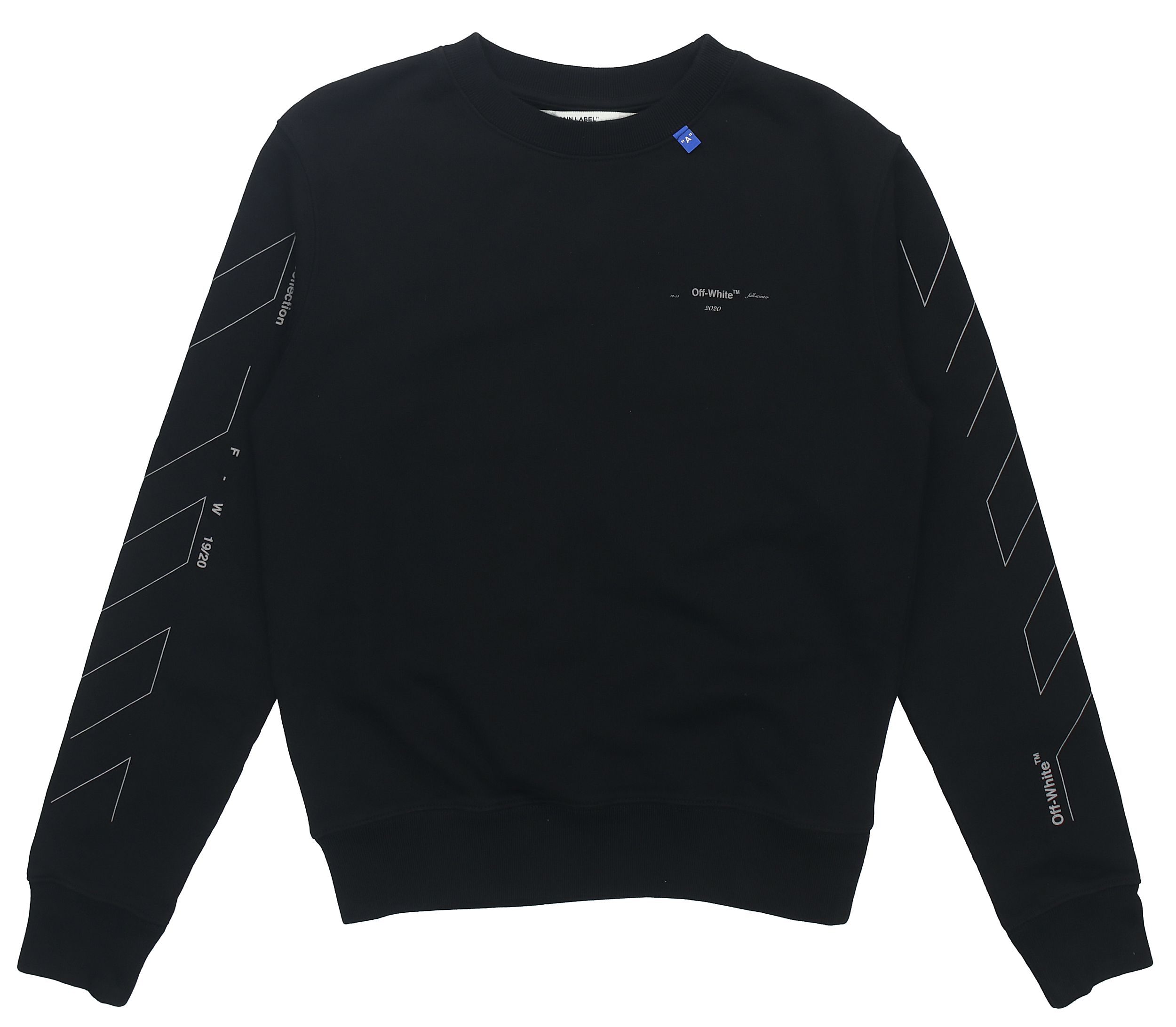 Order 오프화이트 FW19 언피니쉬드 애로우 그래픽 블랙 맨즈 스웻셔츠 OMBA025E19E300031091