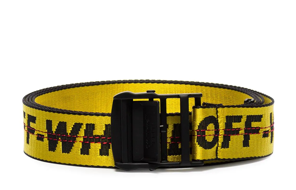 OFF-WHITE FW19 Utility Style Logo Belt Yellow 3.5cm Width OMRB012E196470026000