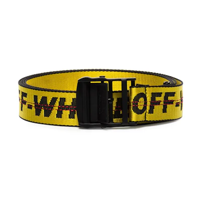 OFF-WHITE FW19 Utility Style Logo Belt Yellow 3.5cm Width OMRB012E196470026000